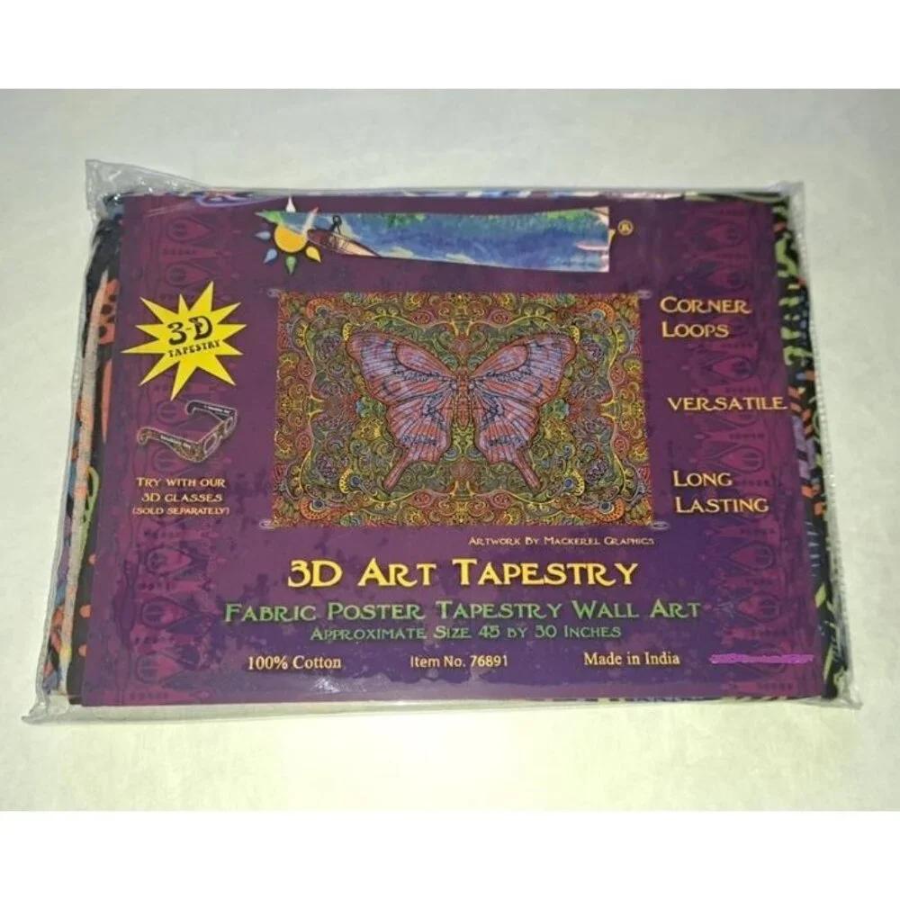 Butterfly Wings Mini Tapestry Wall Hanging Decor Gift 3D Psychedelic 45x30 New
